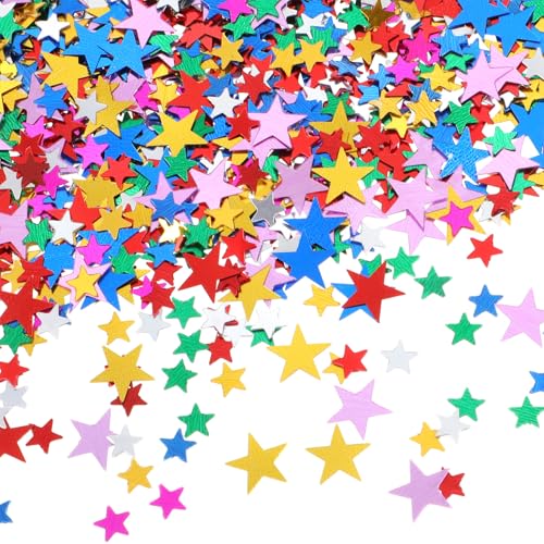 6000 Stück Konfetti Geburtstag Deko, 60g Ster Konfetti Silber, Konfetti Holografische, Sterne Glitzer Pailletten, Tisch Streudeko, Acryl Sterne Streudeko für Party, Hochzeitsdekorationen(Farbe 2) von Hariendny
