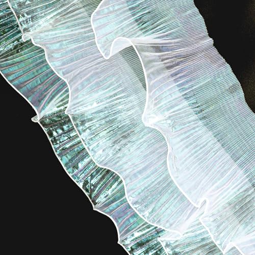 Geraffte Spitzenborte, 4,5 m, plissierter Chiffon-Tüll, schillernder Stoff, Kleidertaschen-Dekoration, Organza, gerüschter Stoff zum Nähen von Kleid, Ärmeln, Kostümdekoration, Trimmen Handwerk Geraffte Spitzenborte, 4,5 m, plissierter Chiffon-Tüll, schillernder Stoff, Kleidertaschen-Dekoration, Organza, gerüschter Stoff zum Nähen von Kleid, Ärmeln, Kostümdekoration, Trimmen Handwerk von Hariendny