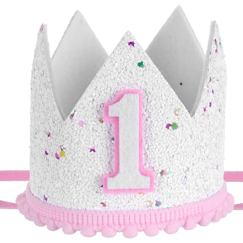 Hariendny Krone für Mädchen zum ersten Geburtstag, rosa Streuhut zum 1. Geburtstag, weicher Filz-Kostüm, Kopfbedeckung mit bunten Punkten, Handwerkskunst für Prinzessinnen-Thema von Hariendny