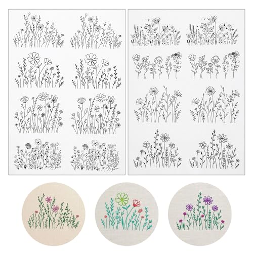 Stickvorlagen, 16 Stickvorlagen Wasserlöslich Stabilisator, Stickvlies Selbstklebend mit Wildblume, Sticken Zubehör für DIY Projekte, Sticken für Anfänger, Stoff zum Sticken Stickvorlagen, 16 Stickvorlagen Wasserlöslich Stabilisator, Stickvlies Selbstklebend mit Wildblume, Sticken Zubehör für DIY Projekte, Sticken für Anfänger, Stoff zum Sticken von Hariendny