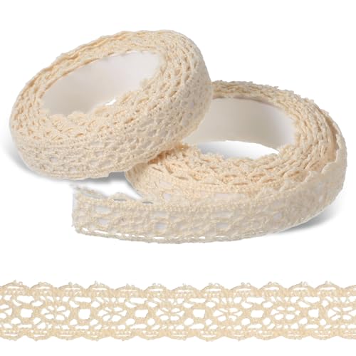 Spitzenband Selbstklebend, Beige Aus Baumwolle Dekoband Spitzenstoff Spitzenborte Spitzenband für Handwerk, Scrapbooking, Geschenkbox, Hochzeit, Dekoratio, 3.4 m (1.6 cm) von Hariendny