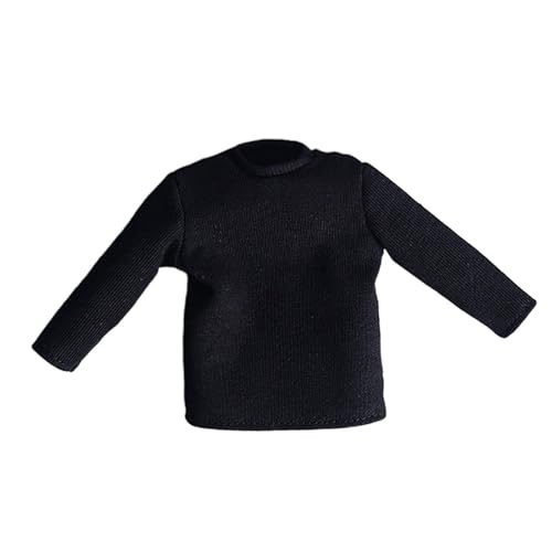 Harilla 1/12 Skala Langarm Shirts Pullover Casual Mode Schlank Miniatur T Shirts Kostüm für 6 Zoll Männlichen Puppe Körper Kleidung ACCS, Schwarz von Harilla
