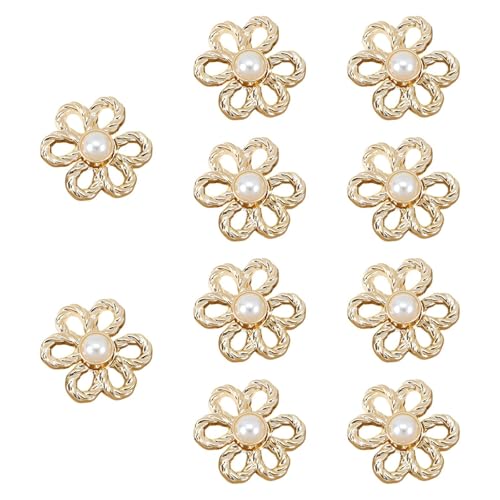 Harilla 10pcs Blumenjeans Knöpfe Jeans Straffung Taillenschnallen kompakte Accessoires Frauen elegantes DIY -Dekor nähen Sie Knöpfe für Kleid, Hell Gold von Harilla