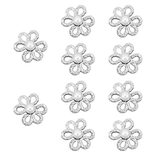 Harilla 10pcs Blumenjeans Knöpfe Jeans Straffung Taillenschnallen kompakte Accessoires Frauen elegantes DIY -Dekor nähen Sie Knöpfe für Kleid, Silber von Harilla