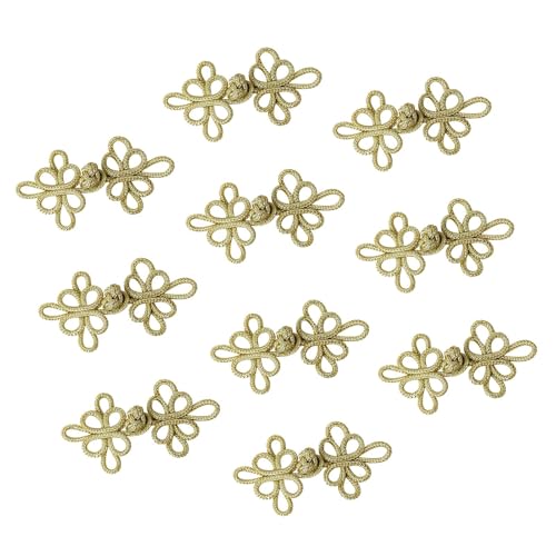 Harilla 10pcs chinesische Knoten Froschknöpfe Schließung Vintage Design Accessoires Nähfestern DIY für Pullover Cheongsam Coats Schal, Gold Harilla 10pcs chinesische Knoten Froschknöpfe Schließung Vintage Design Accessoires Nähfestern DIY für Pullover Cheongsam Coats Schal, Gold von Harilla