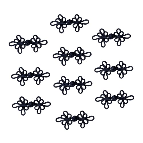 Harilla 10pcs chinesische Knoten Froschknöpfe Schließung Vintage Design Accessoires Nähfestern DIY für Pullover Cheongsam Coats Schal, Schwarz von Harilla