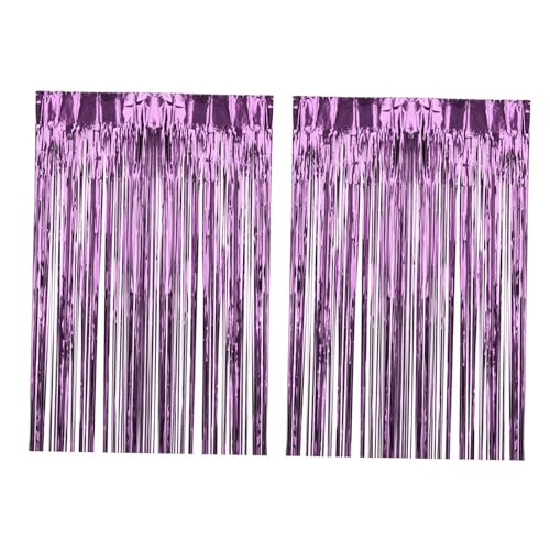 Harilla 2 Stück glänzende Fransenvorhänge aus Folie, Fotohintergrund, Dekoration, 1 x 2 m, Folienvorhang, Hintergrund für Abschlussfeiern, Wohnzimmer, Hell-Pink von Harilla