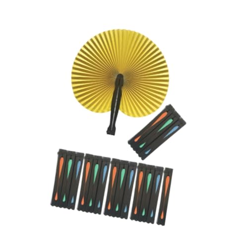 Harilla 20x Faltpapierhand Fans Akkordeon Fans Dekorative Farbenfrohe Faltbare Handheld Hochzeitsfans für Gastparty Gefälligkeiten Geburtstag, Schwarzer Griff von Harilla