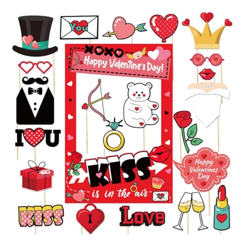 Harilla 25 Stück Valentinstag-Foto-Requisiten-Rahmen, glückliche Liebhaber, Selfie-Requisiten, Neuheit, leicht, zum Selbermachen, lustige Harilla 25 Stück Valentinstag-Foto-Requisiten-Rahmen, glückliche Liebhaber, Selfie-Requisiten, Neuheit, leicht, zum Selbermachen, lustige von Harilla