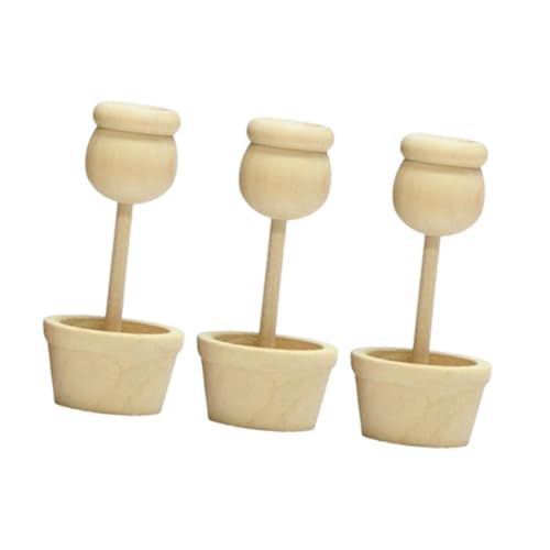 Harilla 3pcs unvollendete Holzschmuck DIY Holz Pflanzer Set Graffiti Zeichnen Spielzeug Holzhandwerk Ornamente für Partyfestival, Style C von Harilla