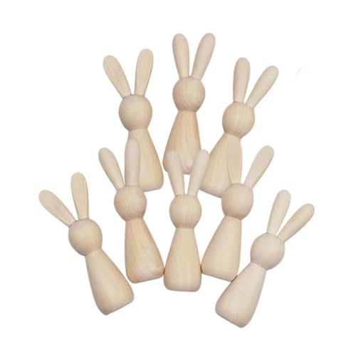 Harilla 8pcs unvollendete hölzerne Peg Puppen Holzstift Figuren DIY basteln leer Ostern Kaninchen Statue Hasenfiguren für Festival von Harilla