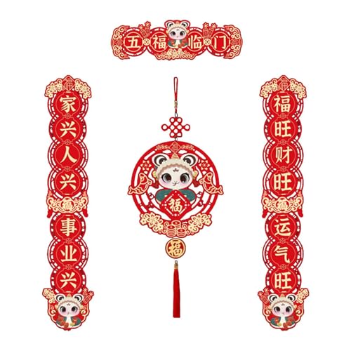 Harilla Couplets zum chinesischen Neujahrsfest. Dekorationen zum chinesischen Neujahr. Traditionelles Ornament zum Jahr der Schlange für die des, Fünf Segnungen Harilla Couplets zum chinesischen Neujahrsfest. Dekorationen zum chinesischen Neujahr. Traditionelles Ornament zum Jahr der Schlange für die des, Fünf Segnungen von Harilla