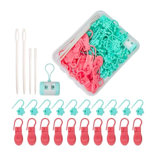 Harilla Häkelmaschenmarkierer, Zähler, multifunktional, bunt, niedlich, gewebt, Häkelklammern zum Weben, Nähen von Teilen, Rosa Harilla Häkelmaschenmarkierer, Zähler, multifunktional, bunt, niedlich, gewebt, Häkelklammern zum Weben, Nähen von Teilen, Rosa von Harilla