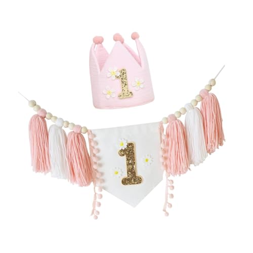 Harilla Hochstuhl-Banner und Kronenhut, Party-Dekoration zum 1. Geburtstag, Wanddekoration, Urlaubs-Foto-Requisiten mit Holzperlen-Quastengirlande, Style A Harilla Hochstuhl-Banner und Kronenhut, Party-Dekoration zum 1. Geburtstag, Wanddekoration, Urlaubs-Foto-Requisiten mit Holzperlen-Quastengirlande, Style A von Harilla