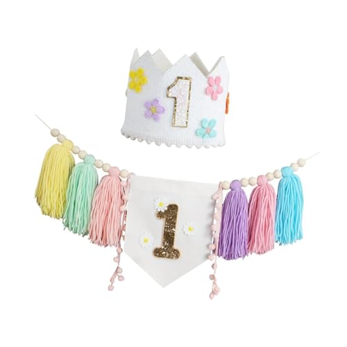 Harilla Hochstuhl-Banner und Kronenhut, Party-Dekoration zum 1. Geburtstag, Wanddekoration, Urlaubs-Foto-Requisiten mit Holzperlen-Quastengirlande, Style C Harilla Hochstuhl-Banner und Kronenhut, Party-Dekoration zum 1. Geburtstag, Wanddekoration, Urlaubs-Foto-Requisiten mit Holzperlen-Quastengirlande, Style C von Harilla