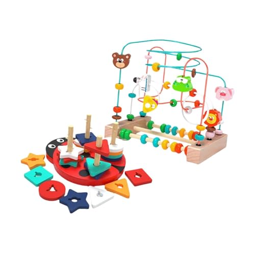 Harilla Holzperlen Spielzeugset Vorschule Griff Fähigkeit Motorische Fähigkeiten Sensorische Fähigkeiten Tiere pädagogische farbenfrohe, Stapelbrett Harilla Holzperlen Spielzeugset Vorschule Griff Fähigkeit Motorische Fähigkeiten Sensorische Fähigkeiten Tiere pädagogische farbenfrohe, Stapelbrett von Harilla