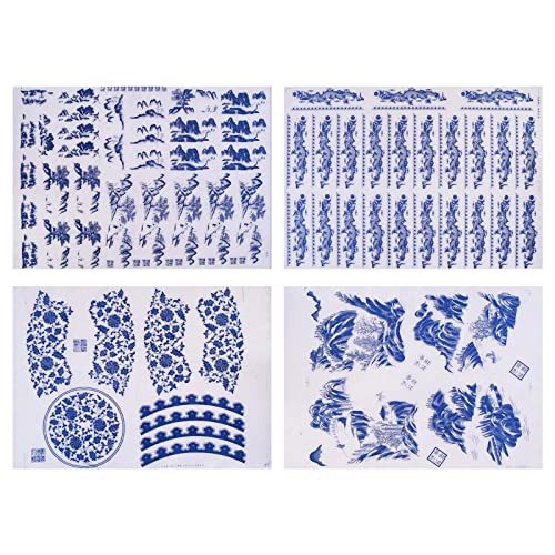Harilla Keramik-Abziehbild-Transferpapier Jingdezhen Unterglasur-Blumenpapier, hohe Temperatur, DIY-Aufkleber, 4 STÜCK von Harilla