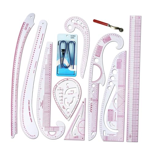 Harilla Kleidermacher-Lineal, Styling, Nähen, französisches Kurvenlineal-Set, Modedesign-Lineale, metrisches Lineal-Set für Schnittmacher und Schneider, 11 Stück von Harilla