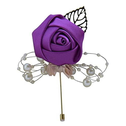 Harilla Männer Frau Braut Boutonniere, künstliche Rosenblüten Rosenkorsage, Hochzeitskorsage, für Zeremonie, Bräute, Party, Jahrestag, Abschlussball, Violett von Harilla