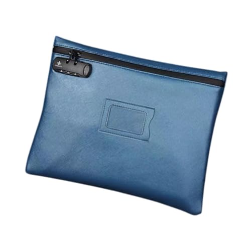 Harilla Passwort Lock Dokumentbeutel Beutel PU Multifunktional Office File Organizer Beutel Einzahlungstasche für Kreditkartenpass, Blau von Harilla