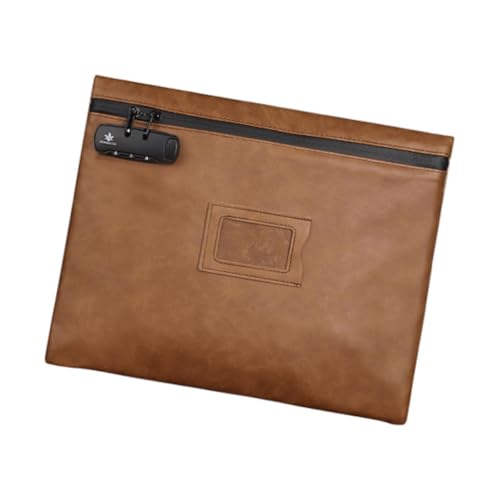 Harilla Passwort Lock Dokumentbeutel Beutel PU Multifunktional Office File Organizer Beutel Einzahlungstasche für Kreditkartenpass, Braun von Harilla