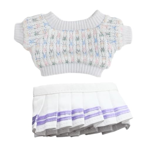 Harilla Puppenpullover und kurzer Rockanzug, Puppenkleidung, handgefertigte Kleidung, Kostüm für 17 cm große Puppen, Mädchenpuppen, Neujahrsgeschenke, Violettes Rockset von Harilla