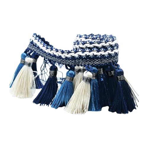 Harilla Quasten-Spitzenbesatz, Langer Fransenbesatz zum Nähen, Polyesterquaste, Polyesterfransen für Lampenschirm, Quilten, Heimdekoration, Kleid, Blau Harilla Quasten-Spitzenbesatz, Langer Fransenbesatz zum Nähen, Polyesterquaste, Polyesterfransen für Lampenschirm, Quilten, Heimdekoration, Kleid, Blau von Harilla