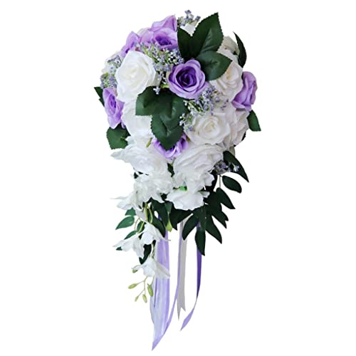 Harilla Realistischer Hochzeits Braut Blumenstrauß Handgebundenes Blumendekor Party Angebot Weiß + Weinrot, Weiß + Lila Harilla Realistischer Hochzeits Braut Blumenstrauß Handgebundenes Blumendekor Party Angebot Weiß + Weinrot, Weiß + Lila von Harilla