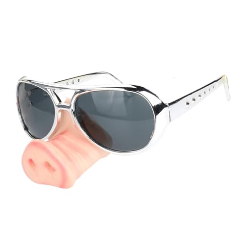Harilla Schweinchen-Brille mit großer Nase, Party-Sonnenbrille, lustige dekorative Brille für Partygeschenke, Silber von Harilla