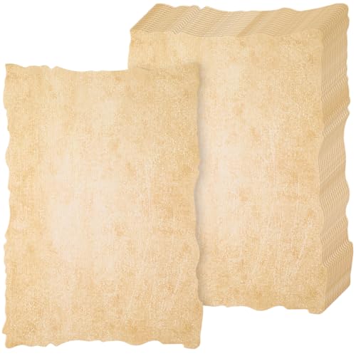 Harloon 100 Blatt Vintage-Aquarell-Papier, altes Aussehen, Baumwolle, blanko, 200 g/m², dick, antiker Büttenrand, unbehandeltes Papier zum Zeichnen, Schreiben, Drucken, Einladungen, Grußkarten (braun Harloon 100 Blatt Vintage-Aquarell-Papier, altes Aussehen, Baumwolle, blanko, 200 g/m², dick, antiker Büttenrand, unbehandeltes Papier zum Zeichnen, Schreiben, Drucken, Einladungen, Grußkarten (braun von Harloon