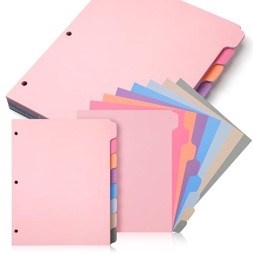 Harloon 30 Sets 3 Ringbuch-Trennblätter mit 8 Registern, 1/8 Schnitt-Tabs, 240 Blanko-Ordner, 3-Loch-Trennblätter, 230 g/m², schweres Papier für Schule, Büro, Zuhause, Klasse (helle Farben) von Harloon