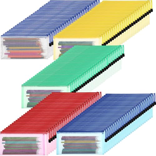 Harloon Federmäppchen mit Reißverschluss, 24,1 x 11,4 cm, klein, transparent, Mehrzweck-Kosmetik-Kulturbeutel für Büro, Rechnung, Reisen, 150 Stück (5 Farben) von Harloon