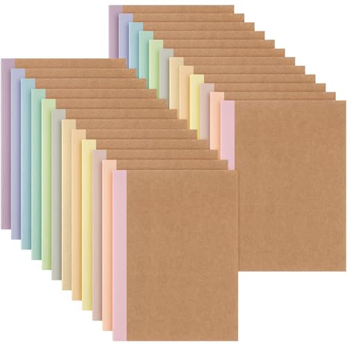 Harloon Notizbuch, A5, 20,3 x 14,6 cm, liniert, Kraftpapier, mit Regenbogenrücken, kleines liniertes Kompositionsbuch für Büro, Zuhause, Bonbonfarben, 24 Stück von Harloon