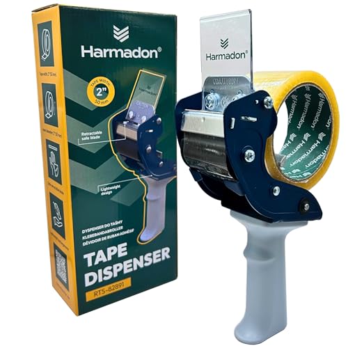Harmadon Paketbandabroller für 2" Packband - Klebebandabroller 48-50mm - Abroller Klebeband mit Push Flap Sicherheitssystem - Paketklebeband Abroller - Packbandabroller für Packing Tape - RTS-82891 von Harmadon