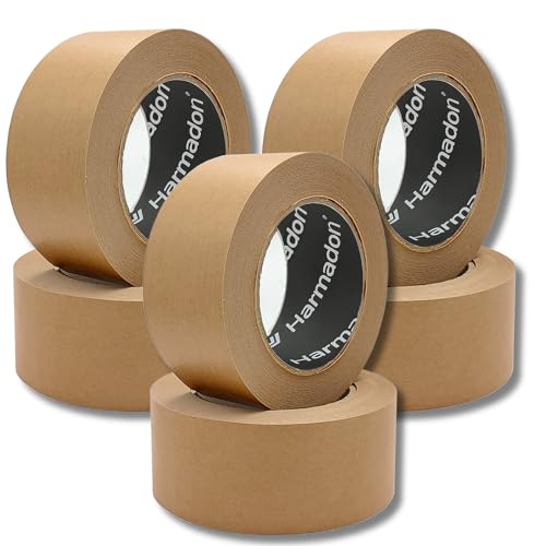 Harmadon Papierklebeband 50mm x 66m - Universal Paketklebeband Papier im 6er Pack - Klebeband Paket zum Verschließen von Verpackungen - Braun Recyclingfreundlich Packetbandrollen - sehr Gute Haftung Harmadon Papierklebeband 50mm x 66m - Universal Paketklebeband Papier im 6er Pack - Klebeband Paket zum Verschließen von Verpackungen - Braun Recyclingfreundlich Packetbandrollen - sehr Gute Haftung von Harmadon