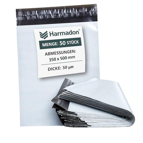 Harmadon Plastic Versandtaschen Warensendung - Versandtüten für Kleidung 50 Stücke - Versandbeutel 350x500mm - Folien Versandtasche Selbstklebend - Folienversandtaschen 50 µm - Weiß Harmadon Plastic Versandtaschen Warensendung - Versandtüten für Kleidung 50 Stücke - Versandbeutel 350x500mm - Folien Versandtasche Selbstklebend - Folienversandtaschen 50 µm - Weiß von Harmadon