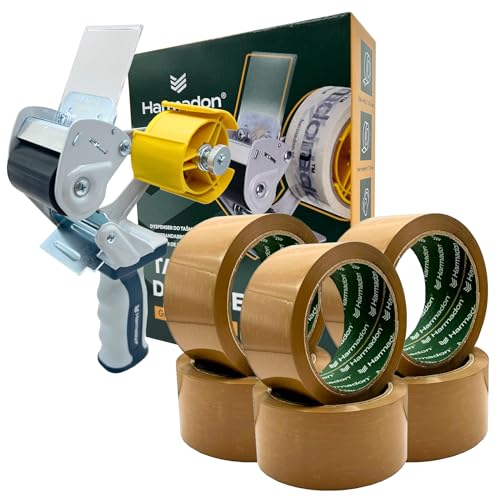 Harmadon Set Paketbandabroller und 6 Stück Paketklebeband Braun 66m - Abroller und Klebeband-Set - Klebebandabroller 50mm mit Verpackungsbänder 48mm - Gebrauchsfertiges Kit mit Paketband Harmadon Set Paketbandabroller und 6 Stück Paketklebeband Braun 66m - Abroller und Klebeband-Set - Klebebandabroller 50mm mit Verpackungsbänder 48mm - Gebrauchsfertiges Kit mit Paketband von Harmadon