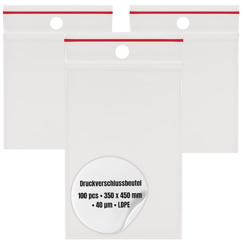 Harmadon Zip Beutel Set 100 Stück 350x450mm - Robuste Druckverschlussbeutel - Transparent Baggys zu Einer Besseren Organisation - Tüten mit Verschluss in vielen Größen - Wiederverwendbar Baggies Harmadon Zip Beutel Set 100 Stück 350x450mm - Robuste Druckverschlussbeutel - Transparent Baggys zu Einer Besseren Organisation - Tüten mit Verschluss in vielen Größen - Wiederverwendbar Baggies von Harmadon