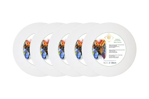 5er Set (5Stück) Keilrahmen Leinwand rund 80cm aus Fichtenholz bespannt mit 380 g/m² Baumwolle Gewebe grundiert - Made in Germany von HARMONIE IM GANZEN