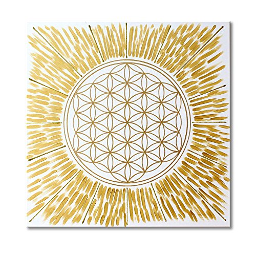 Wandbild Blume des Lebens in Gold "Licht" - HANDGEMALT - Größe 50x50 cm - Lebensblume in GOLD mit Acrylfarbe gemalt - Leinwandbild auf viereckigen Keilrahmen gespannt | MADE IN GERMANY Wandbild Blume des Lebens in Gold "Licht" - HANDGEMALT - Größe 50x50 cm - Lebensblume in GOLD mit Acrylfarbe gemalt - Leinwandbild auf viereckigen Keilrahmen gespannt | MADE IN GERMANY von HARMONIE IM GANZEN