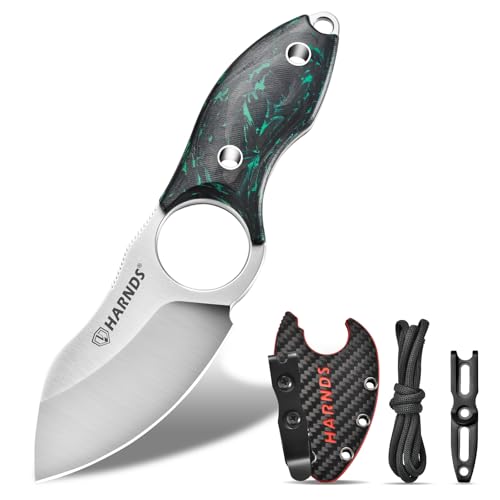 Harnds Feststehendes Messer Klein Neck Knife Full Tang Messer Campingmesser, EDC Messer mit N690 Stahl und Kohlefaser Griff zum Fischen und Häuten, Eggplant Harnds Feststehendes Messer Klein Neck Knife Full Tang Messer Campingmesser, EDC Messer mit N690 Stahl und Kohlefaser Griff zum Fischen und Häuten, Eggplant von Harnds