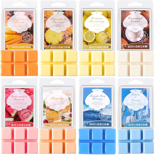 Duftwachs Wax Melts, Natürliche Lang Anhaltend Soja Kerze Wachs Schmelzen Vegan Jahrestag Geburtstag Geschenk Set Lufterfrischer Kokosnuss Zitrone Lavendel Zimt Passionsfrucht (Sommerküste) von HarnyLoom