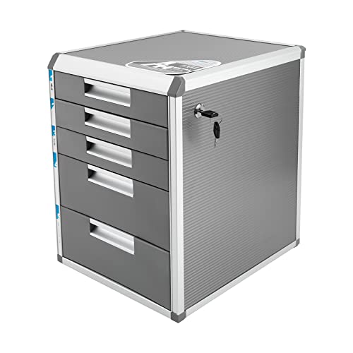 HaroldDol 5 Fächer Schubladenbox Abschließbar, mit Beschriftungsfeldern, Metall Dokumenten Aufbewahrung Ablagebox Aluminiumlegierung, Ordnungsbox Dokumentenbox (Stil 1) von HaroldDol