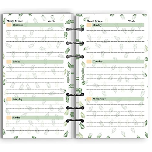 2025 Wochenplaner, Wochenplan, undatiertes Papier-Kit, für 6-Loch-Filofax-A6-Ordner, 6-3/4" x 3-3/4", Personal/Größe für Budgetordner (Harphia, 007week A6) von Harphia