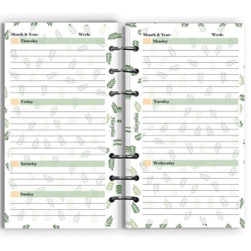 2023 Wochenplaner, Wochenplan, undatiertes Papier-Kit, für 6-Loch-Filofax-A6-Ordner, 6-3/4" x 3-3/4", Personal/Größe für Budgetordner (Harphia, 007week A6) von Harphia