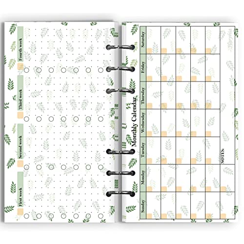 2025 Planer Monthly Paper Kit, für 6-Loch Filofax A6 Binder, 6-3/4" x 3-3/4", Personal/Size for Budget Binder (Harphia, 007month A6) von Harphia