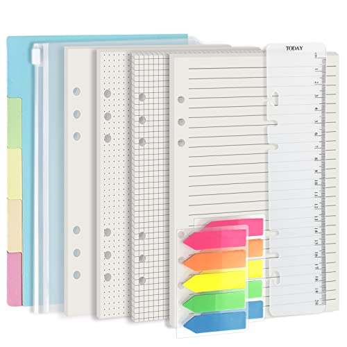 A5-Planer-Einlagen mit Papiertrenner und Geschenk, nachfüllbar für Nachfüllpackungen,Harphia,6-Ringbuch-Nachfüllpackung,Punkt,Linie,Gitter,Normal,80 Blatt/160 Seiten (A5 5,59 x 8,27'') von Harphia