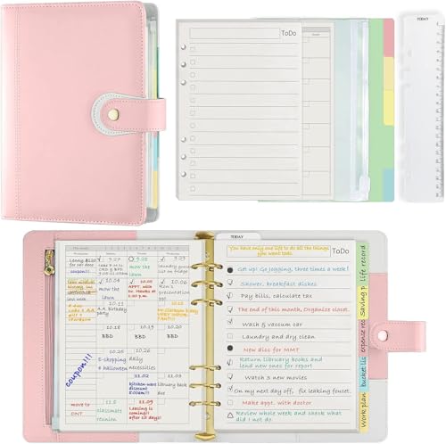 A5-Planer mit A5-Ringbuch, Monatsplan und To-Do-Liste, Nachfüllpapier, A5-Notizbuch mit Trennblättern, Lesezeichen-Lineal und Budget-Tasche enthalten, Verwendung als persönlicher Organizer (23,5 x von Harphia