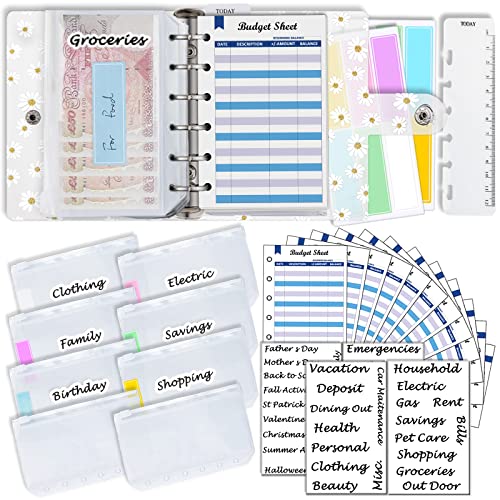 A7 Ordner Weich-PVC mit Gänseblümchen 5,39 x 4,33 Zoll, mit Mini-Ordnertaschen x8 Reißverschluss, Haushaltsblätter x12, Geldumschlagaufkleber x42, Etikettenaufkleber x12, Harphia 139F-A7 A7 Ordner Weich-PVC mit Gänseblümchen 5,39 x 4,33 Zoll, mit Mini-Ordnertaschen x8 Reißverschluss, Haushaltsblätter x12, Geldumschlagaufkleber x42, Etikettenaufkleber x12, Harphia 139F-A7 von Harphia