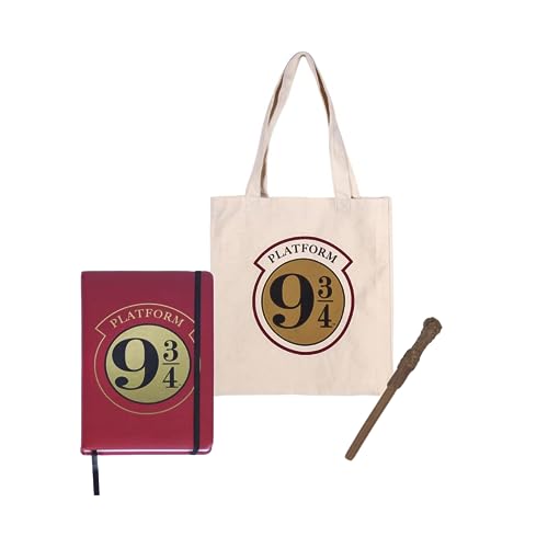 Harry Potter Notizbuch, Einkaufstasche und Zauberstab Stift, Hardcover Notizblock, Wiederverwendbare Umweltfreundliche Tasche, Hogwarts Design, Geschenk von Harry Potter